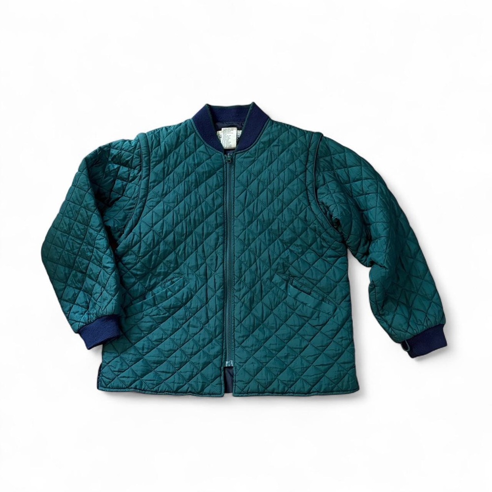 vintage '90s teal quilted outdoor utility bomber jacket - size women's small